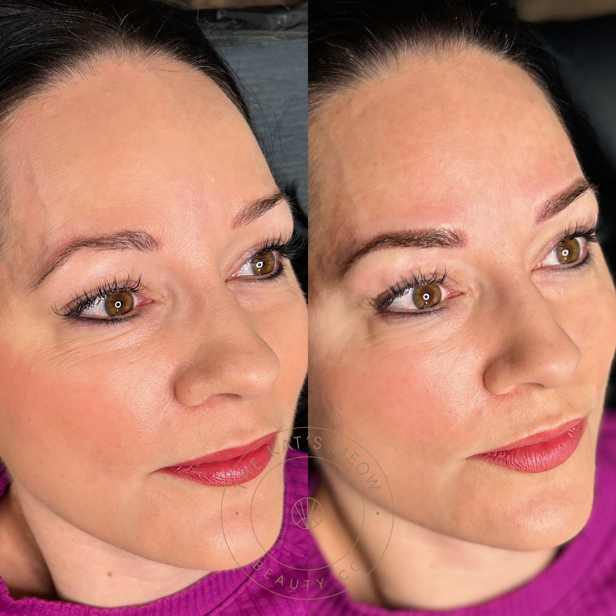 brunette powder brow of old microblading